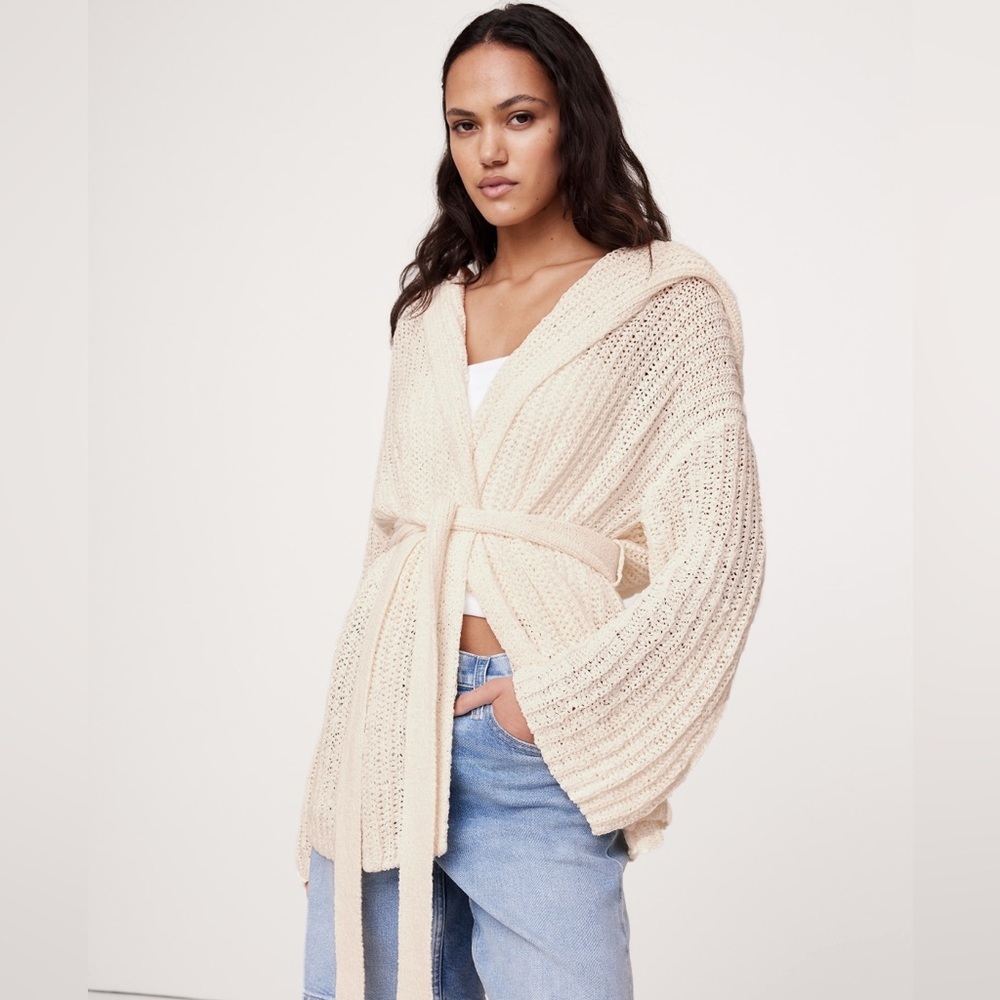 NWT Banana Republic Oversized Hoodie Ivory Cardigan Sz XS (#772471)